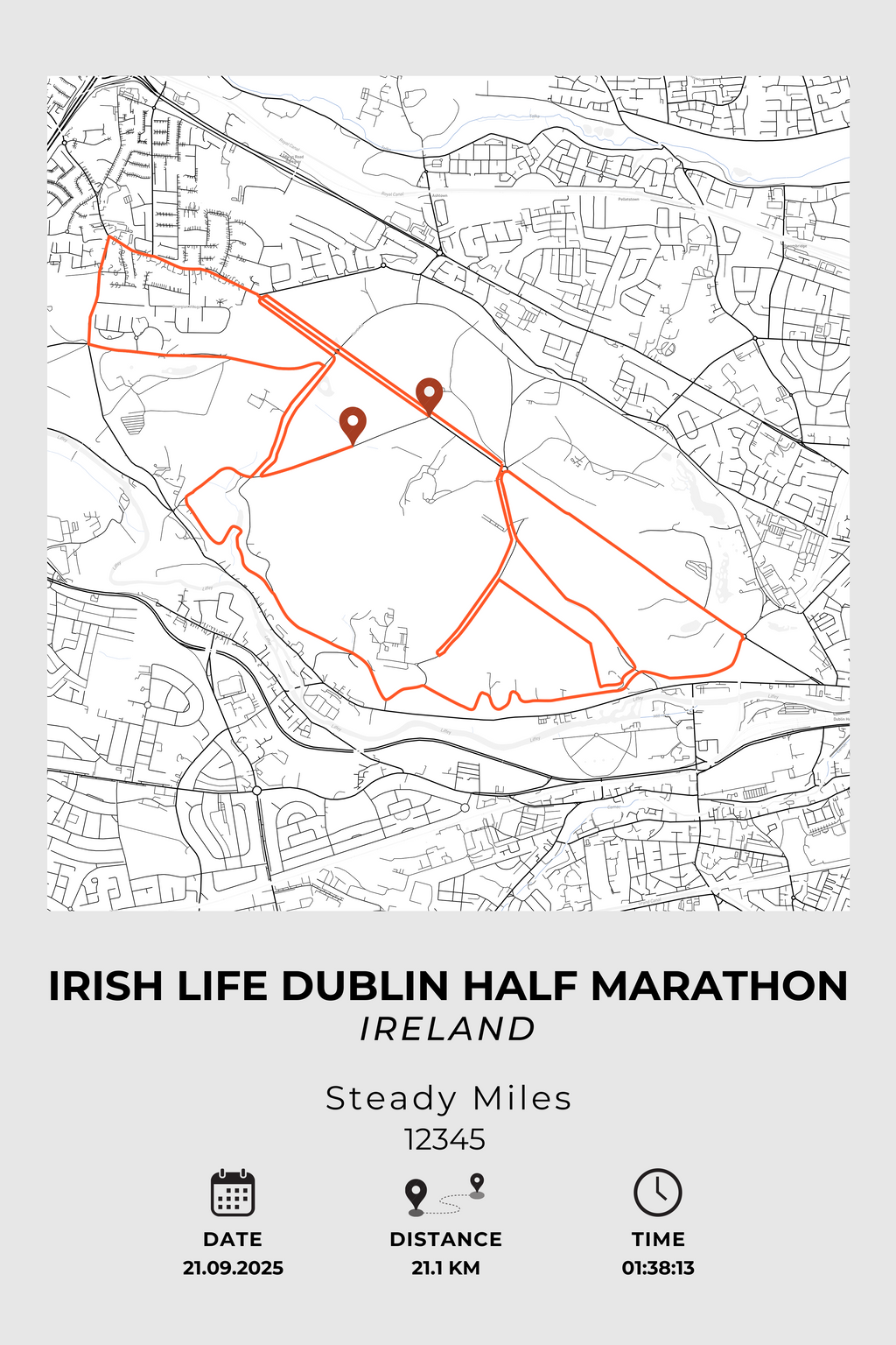 Irish Life Dublin Half Marathon Personalised Print