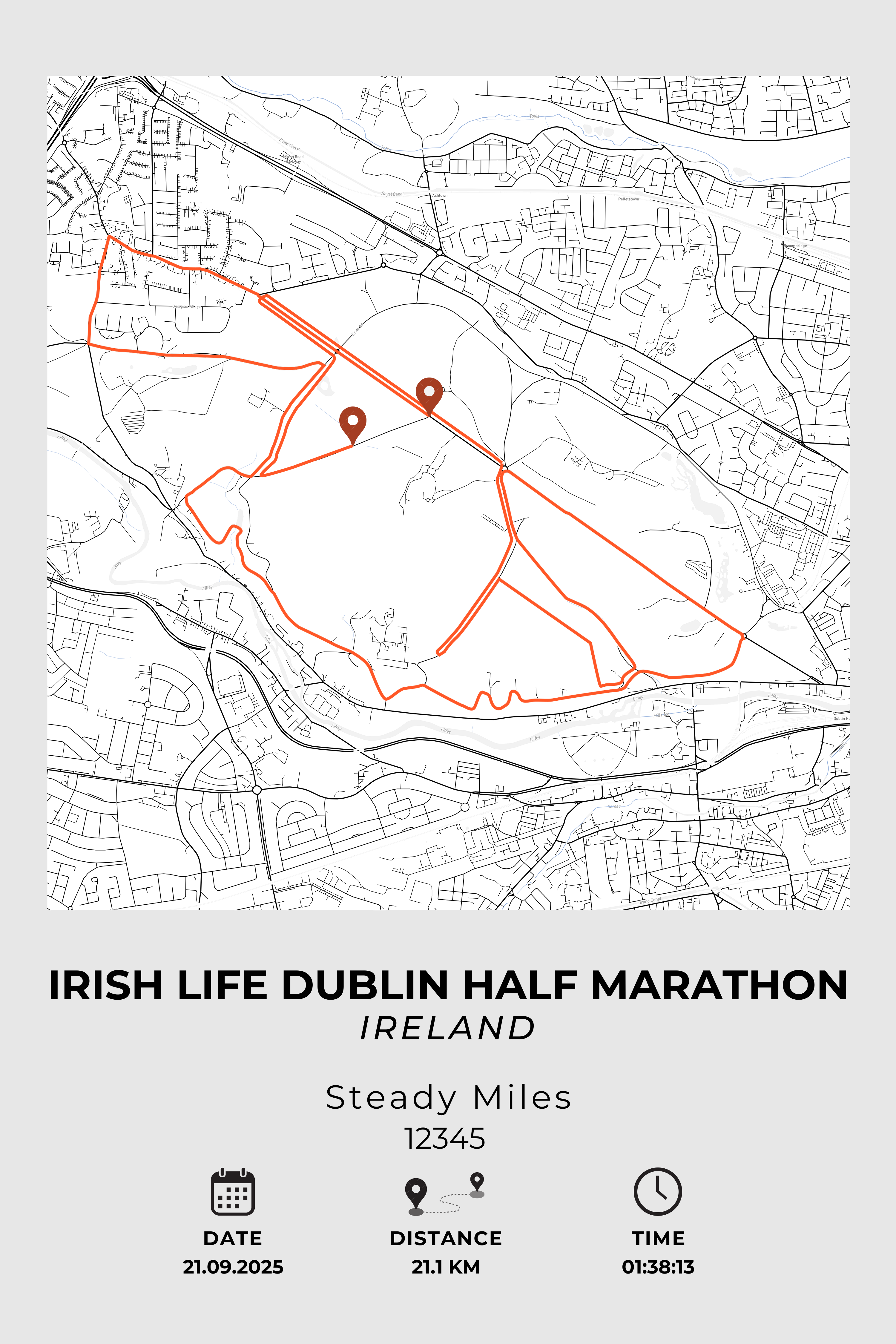 Irish Life Dublin Half Marathon Personalised Print