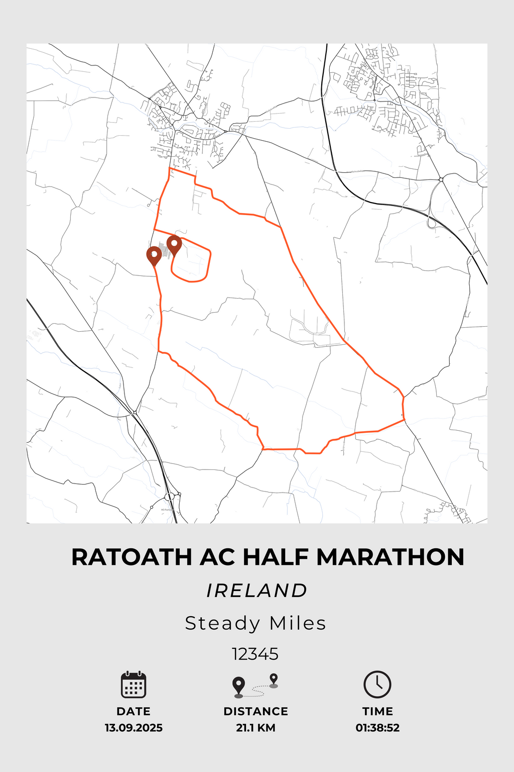 Ratoath AC Half Marathon Personalised Print