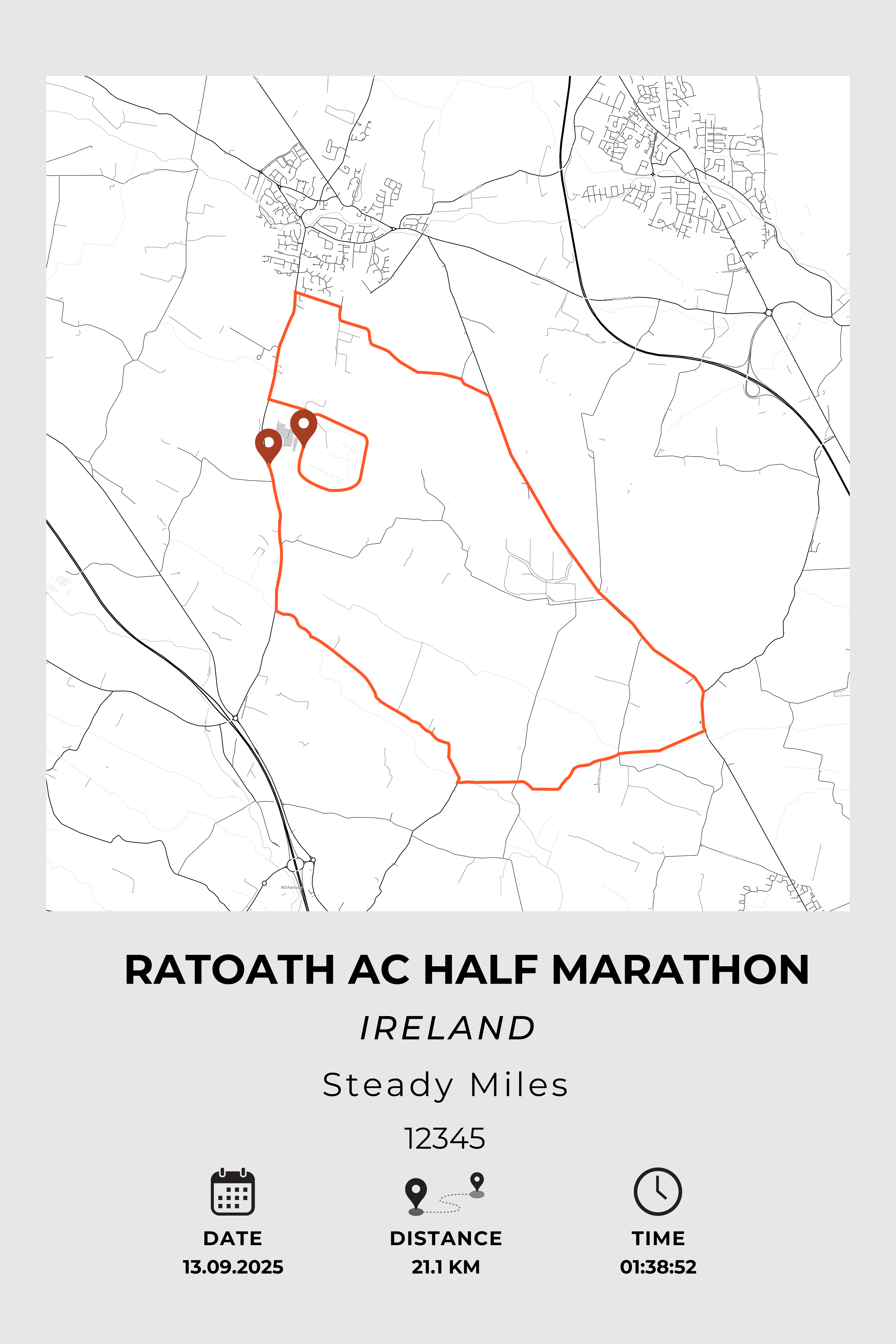 Ratoath AC Half Marathon Personalised Print